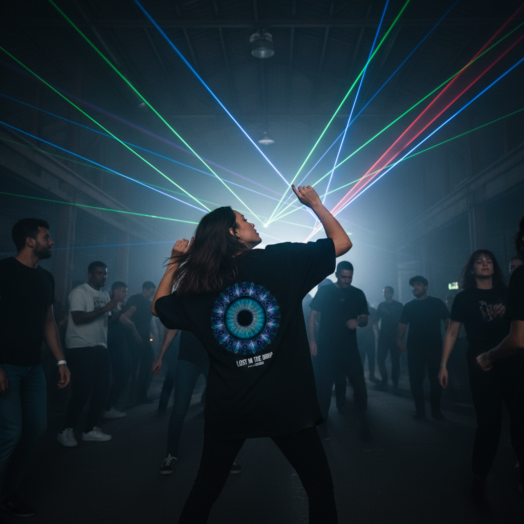 Oversize Shirt - Eye, Lost in the Drop, black - Backprint